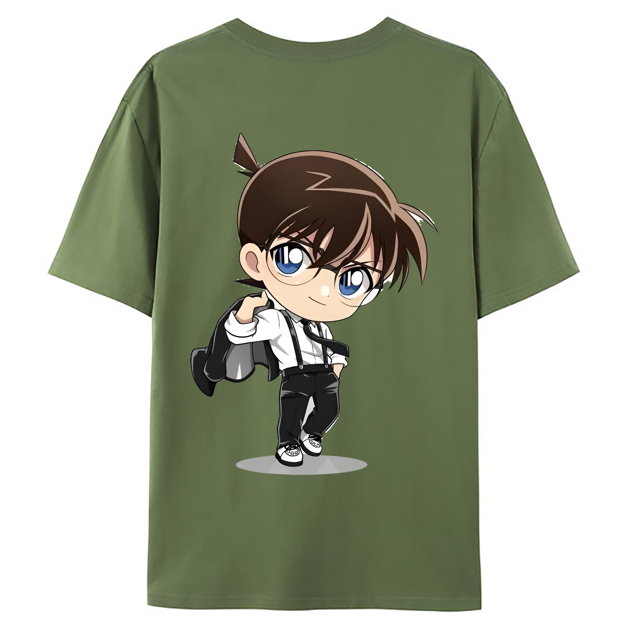 （画像用） 名探偵コナン 江戸川 コナン Detective Conan Conan Edogawa 綿100％ メンズ半袖Tシャツ（バックプリント） 通気性